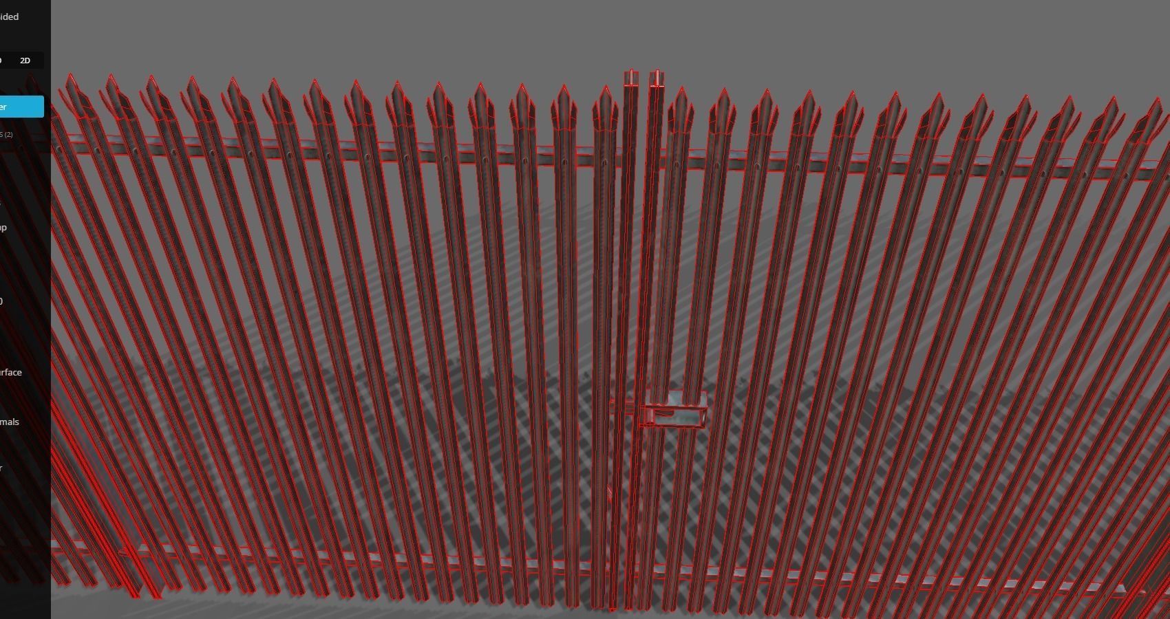Low poly fence set of metal fences Low-poly 3D model_11