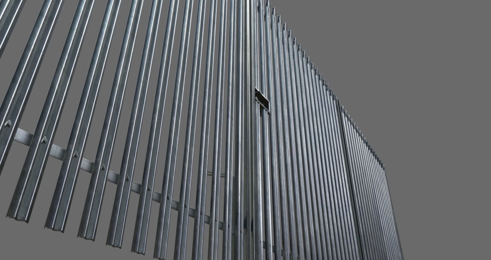 Low poly fence set of metal fences Low-poly 3D model_4