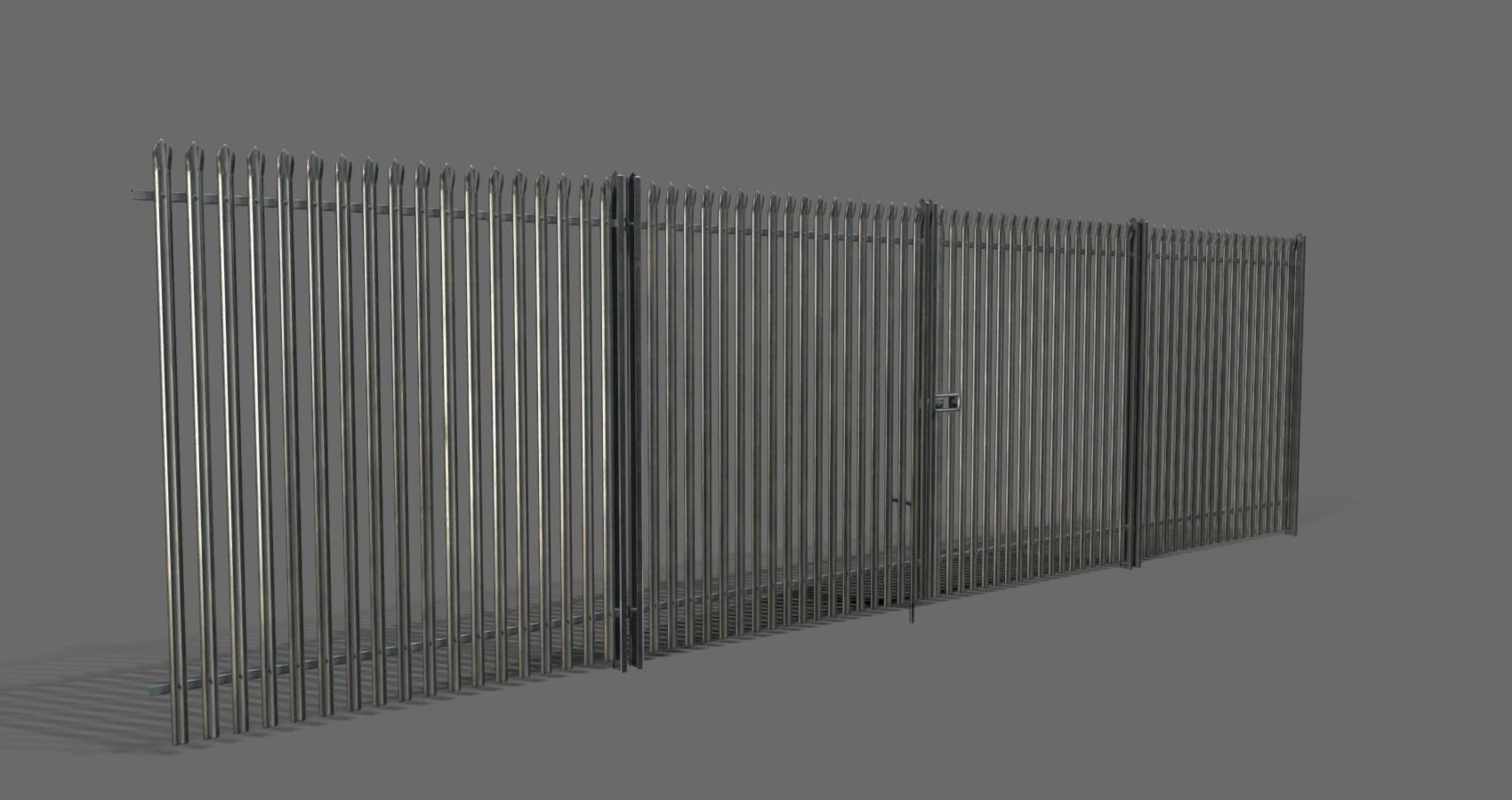 Low poly fence set of metal fences Low-poly 3D model_3