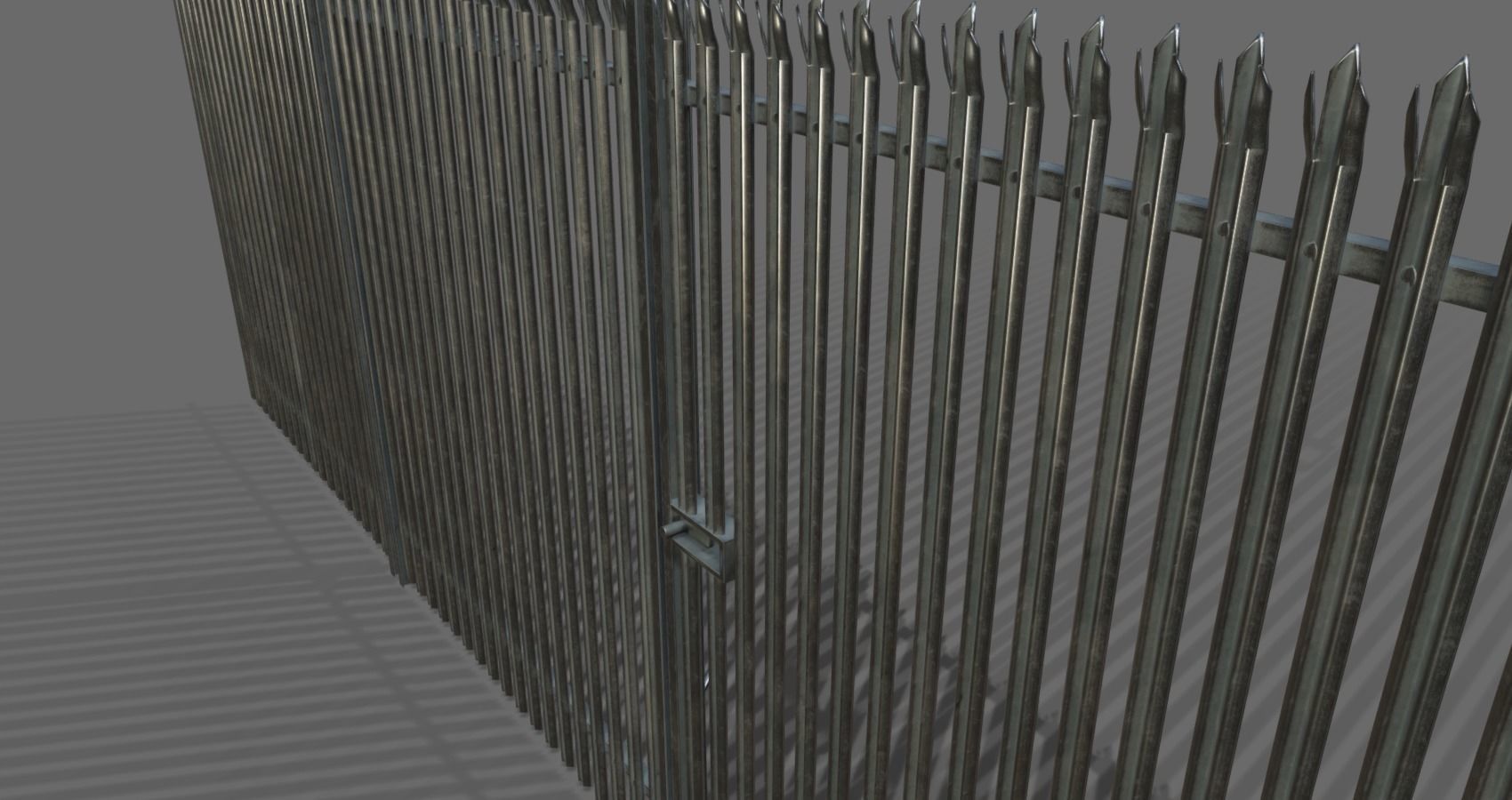 Low poly fence set of metal fences Low-poly 3D model_5