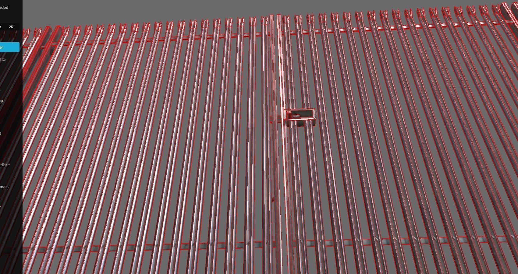 Low poly fence set of metal fences Low-poly 3D model_10