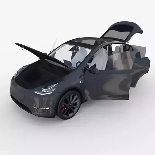 Tesla Model Y Midnight Silver with interior 3D model