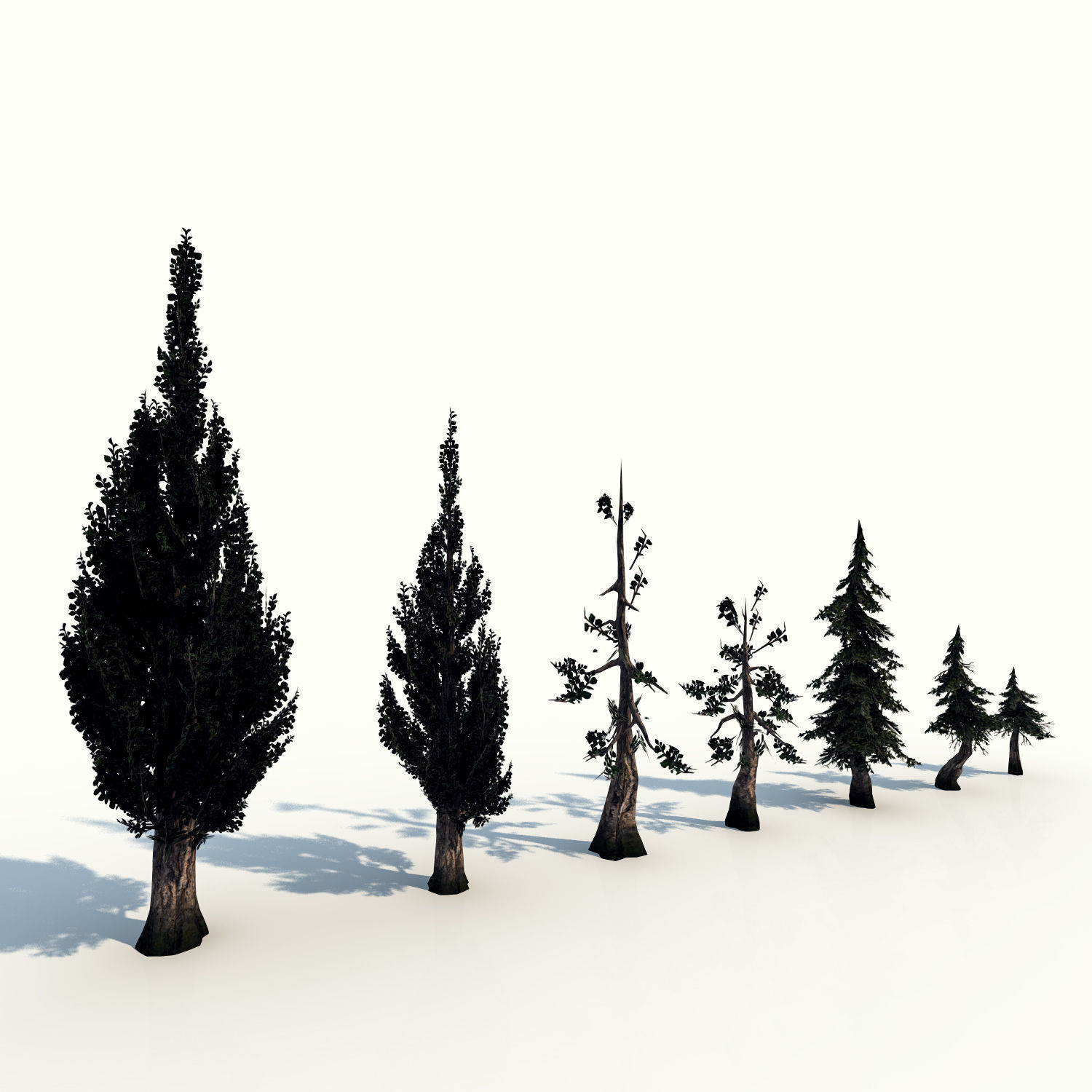 Trees pack lowpoly plus pebbles and small bushes Low-poly 3D model_3