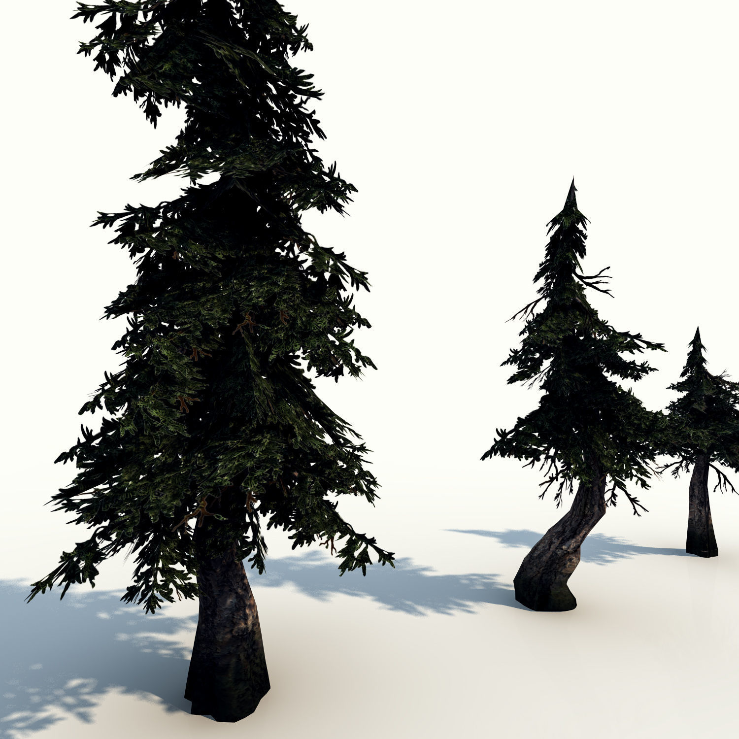 Trees pack lowpoly plus pebbles and small bushes Low-poly 3D model_6