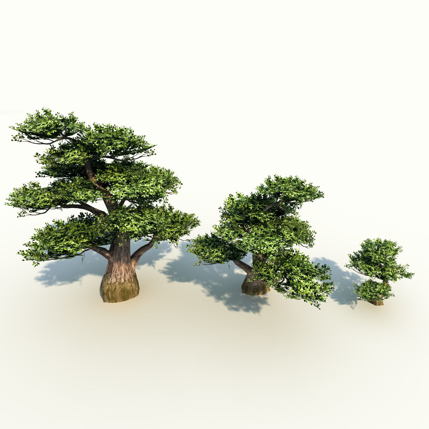 Trees pack lowpoly plus pebbles and small bushes Low-poly 3D model_12