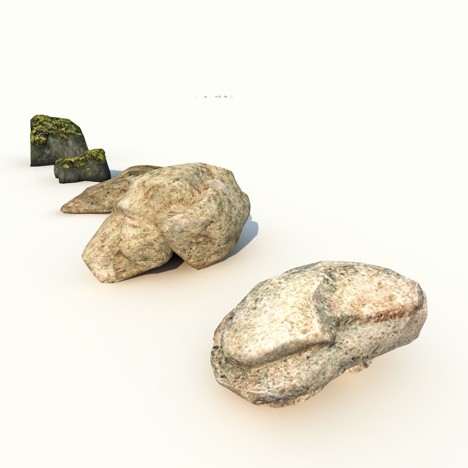Trees pack lowpoly plus pebbles and small bushes Low-poly 3D model_2