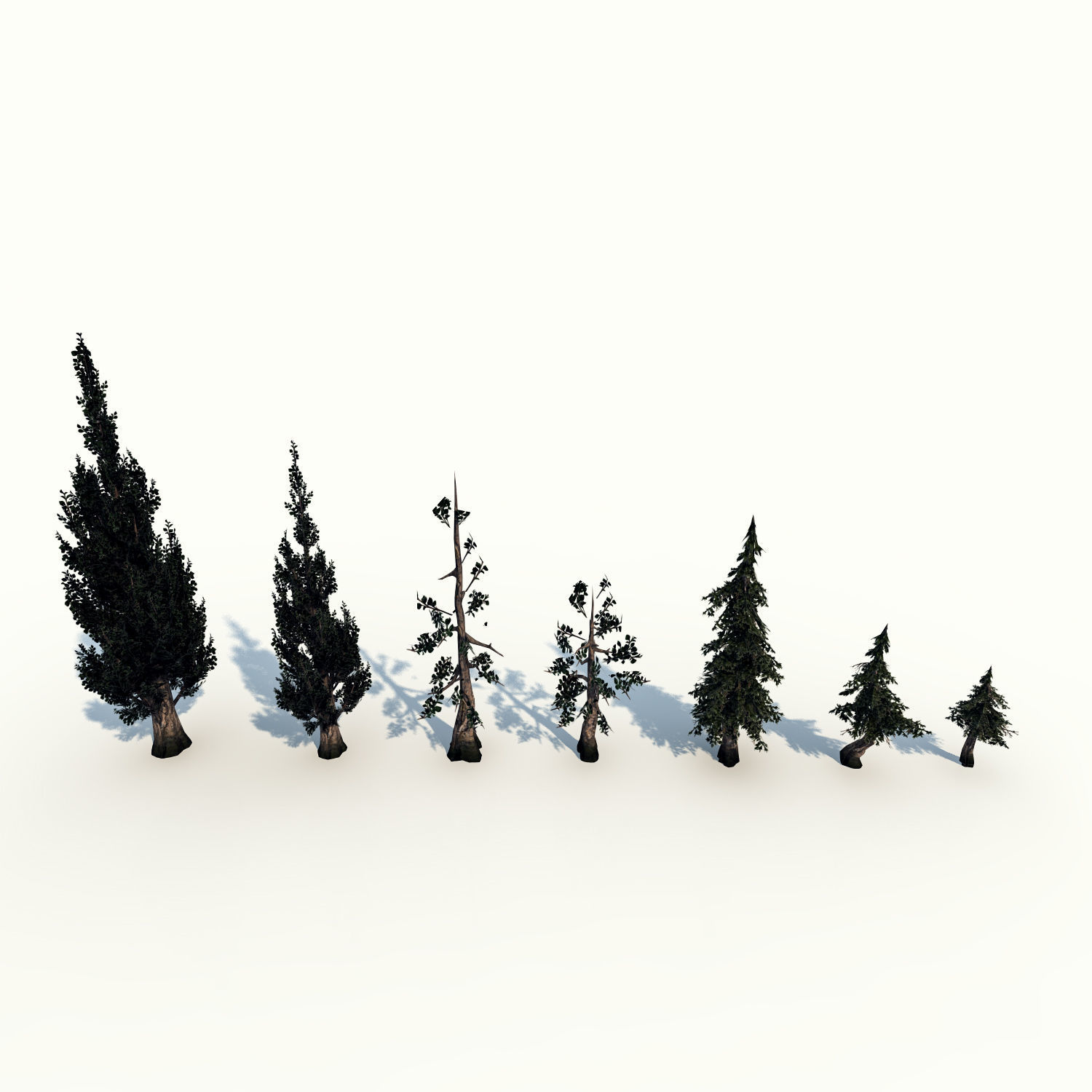 Trees pack lowpoly plus pebbles and small bushes Low-poly 3D model_5