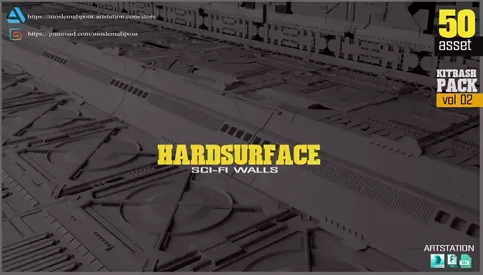 Sci-fi walls Pack 02 3D model