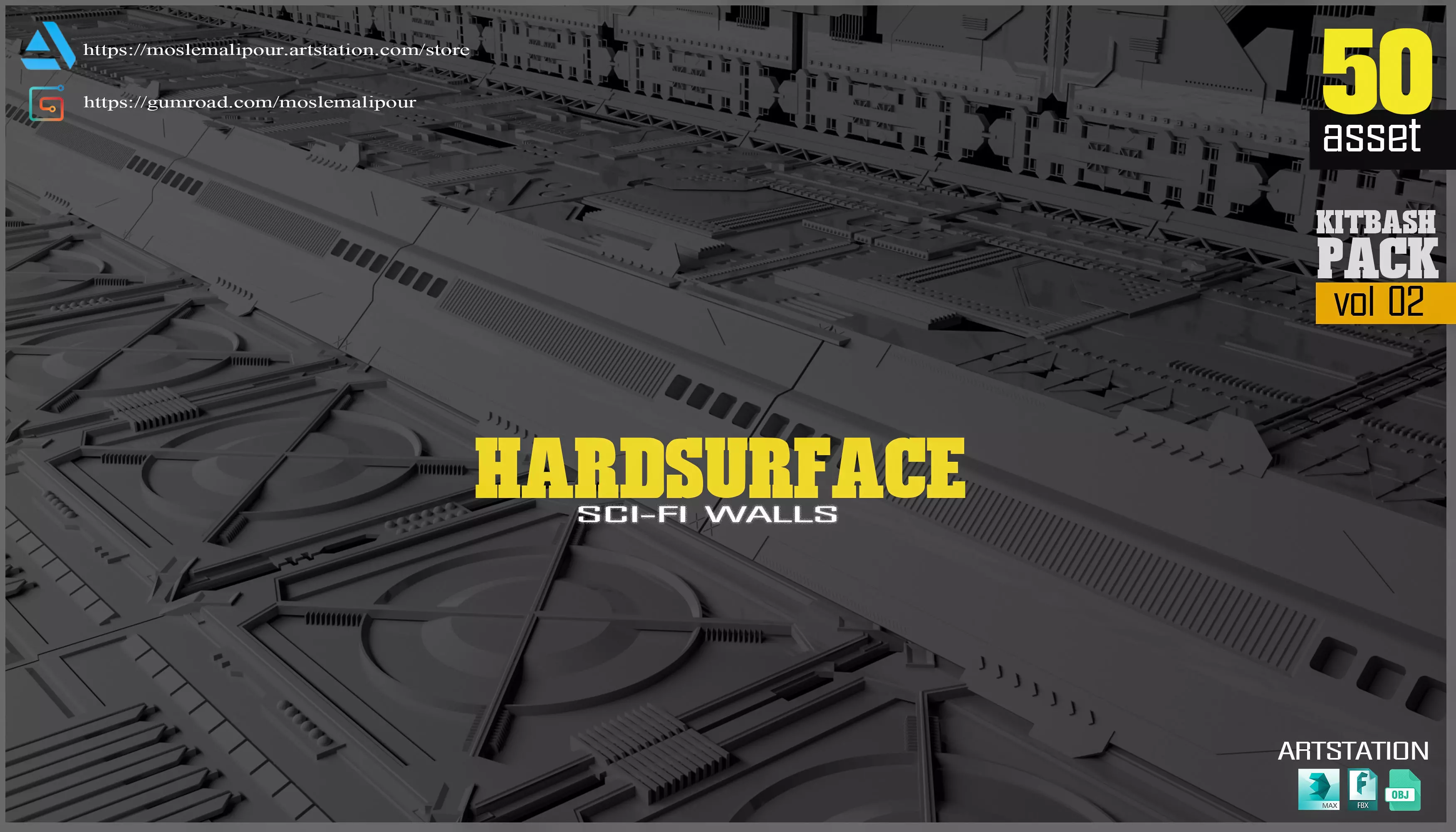 Sci-fi walls Pack 02 3D model_0