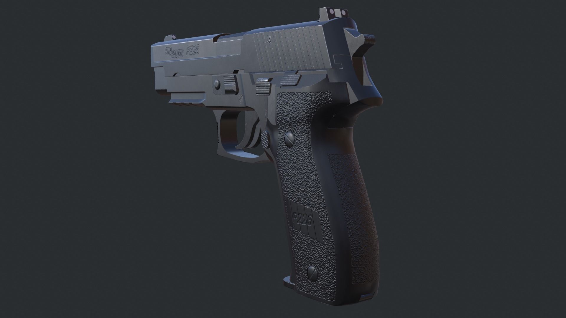 Sig Sauer P226 9mm Handgun Low-poly 3D model_8
