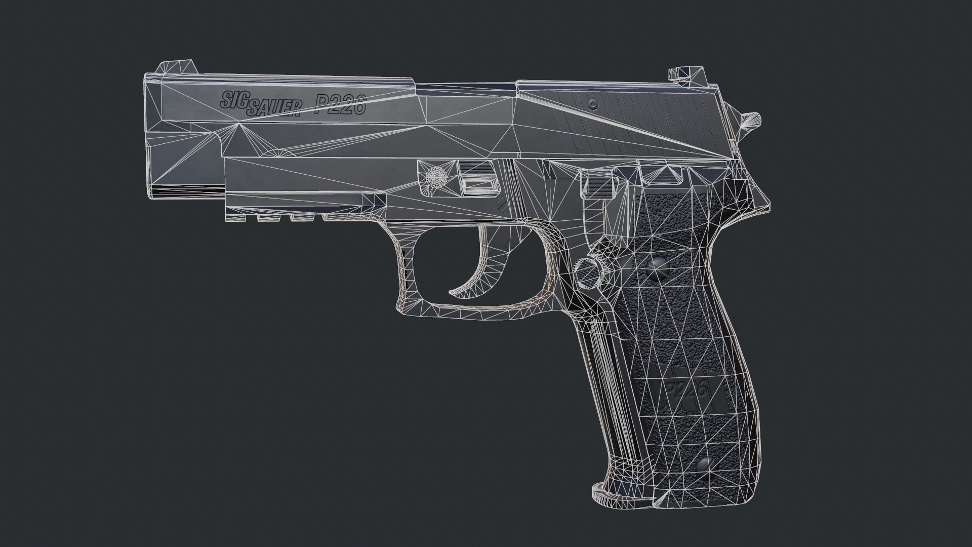 Sig Sauer P226 9mm Handgun Low-poly 3D model_4