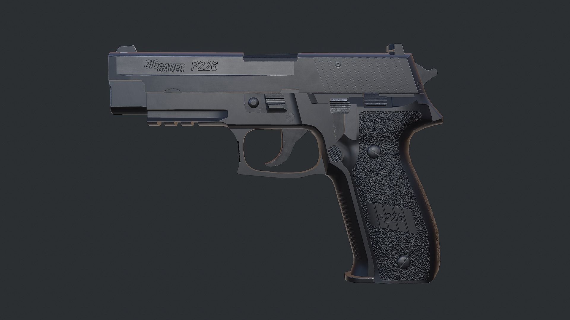 Sig Sauer P226 9mm Handgun Low-poly 3D model_5