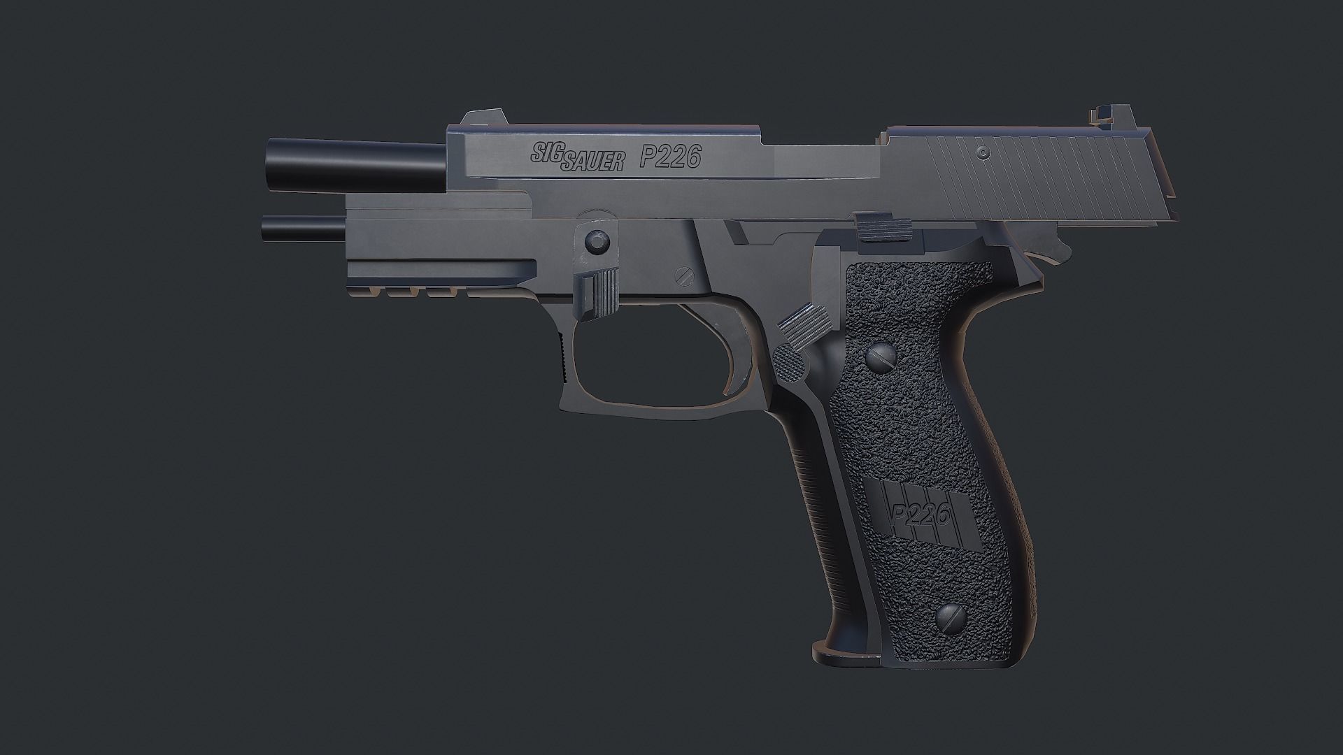 Sig Sauer P226 9mm Handgun Low-poly 3D model_7