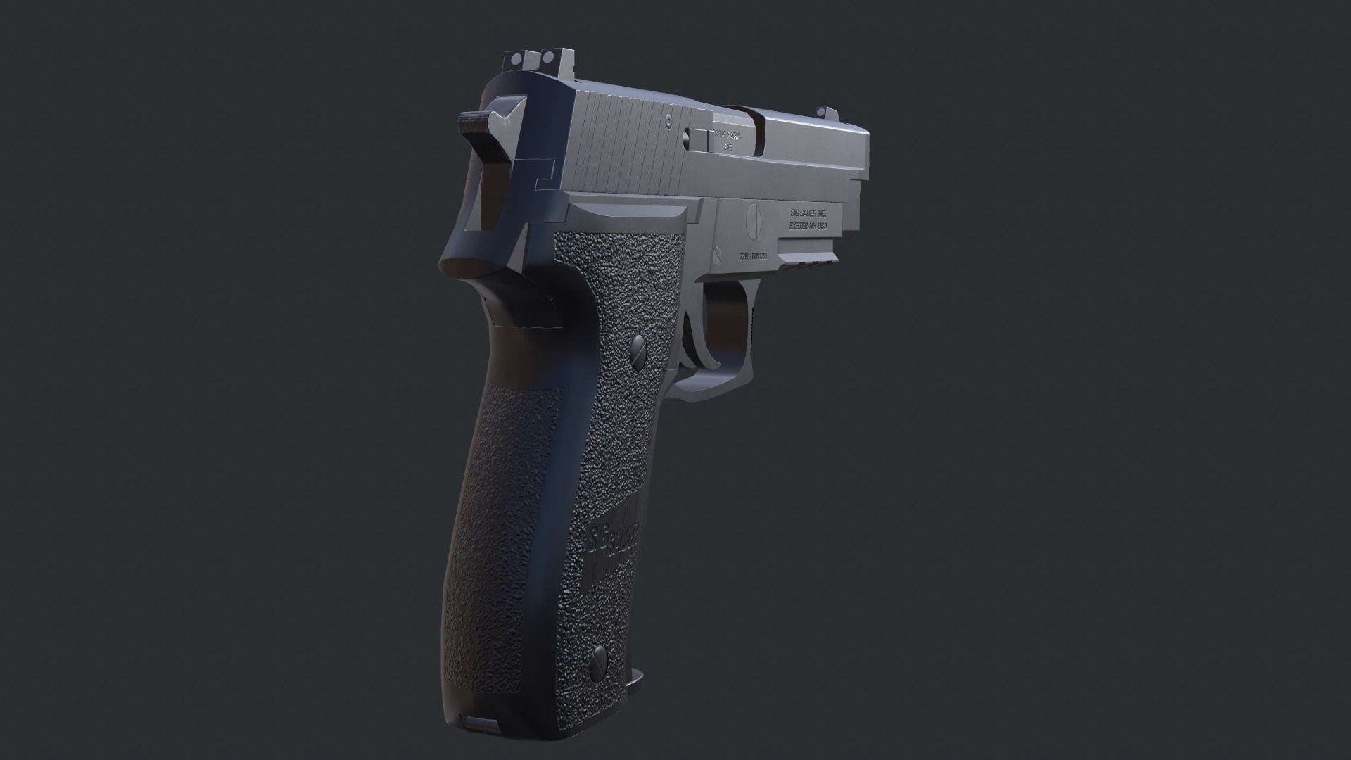 Sig Sauer P226 9mm Handgun Low-poly 3D model_15