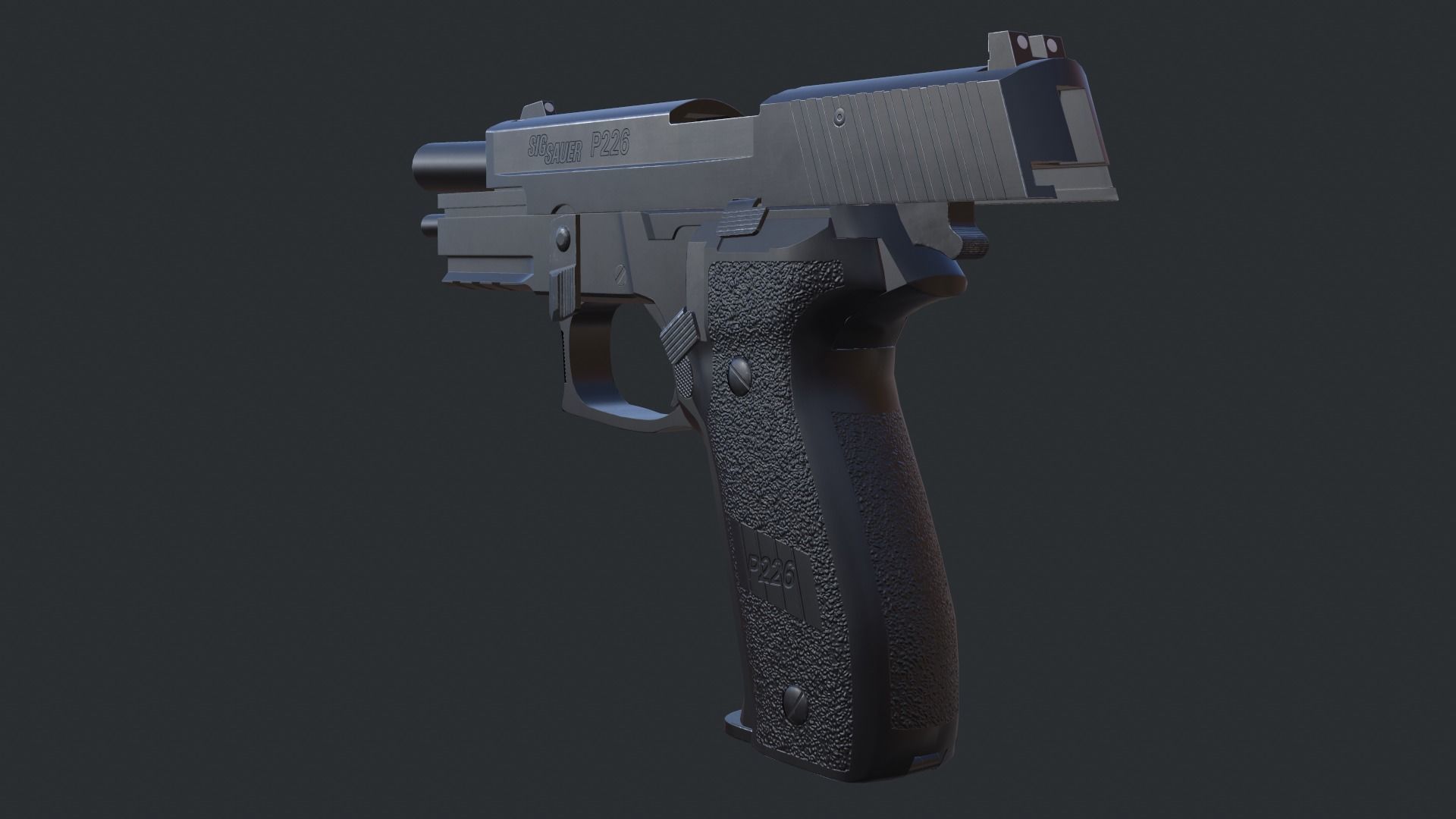 Sig Sauer P226 9mm Handgun Low-poly 3D model_13