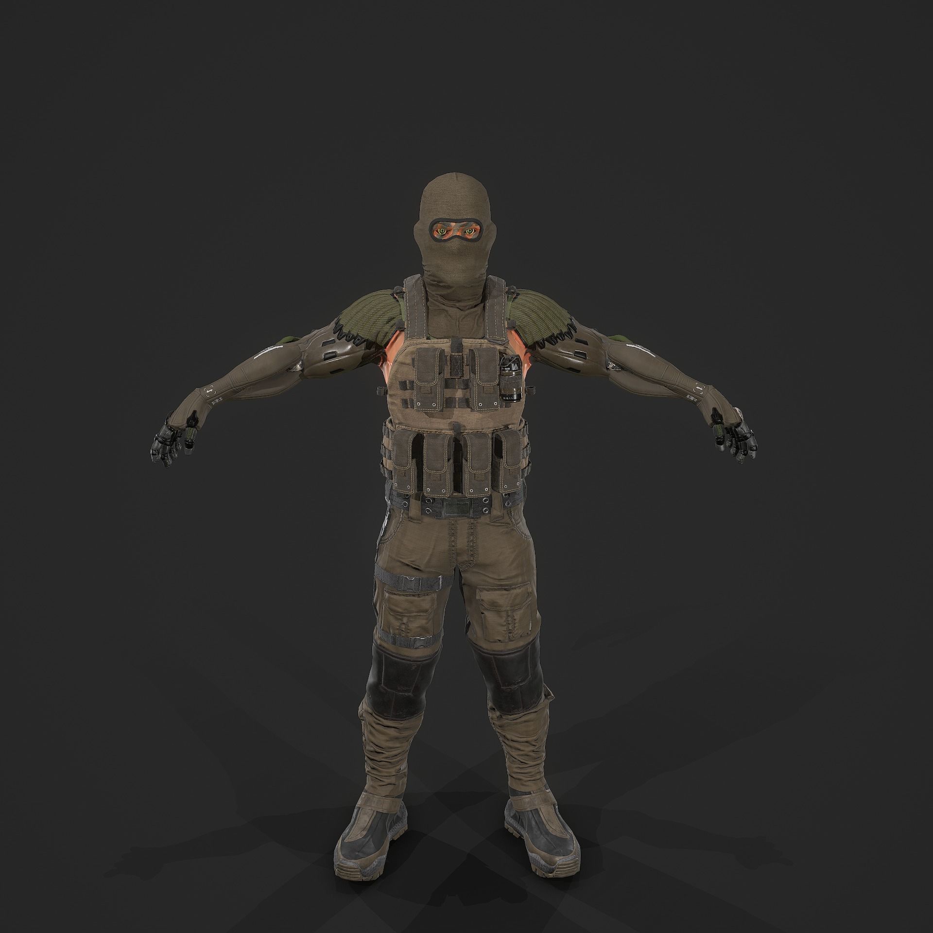 Sci-fi Soldier Low-poly 3D model_9