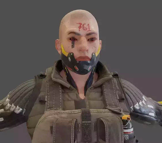 Sci-fi Soldier Low-poly 3D model