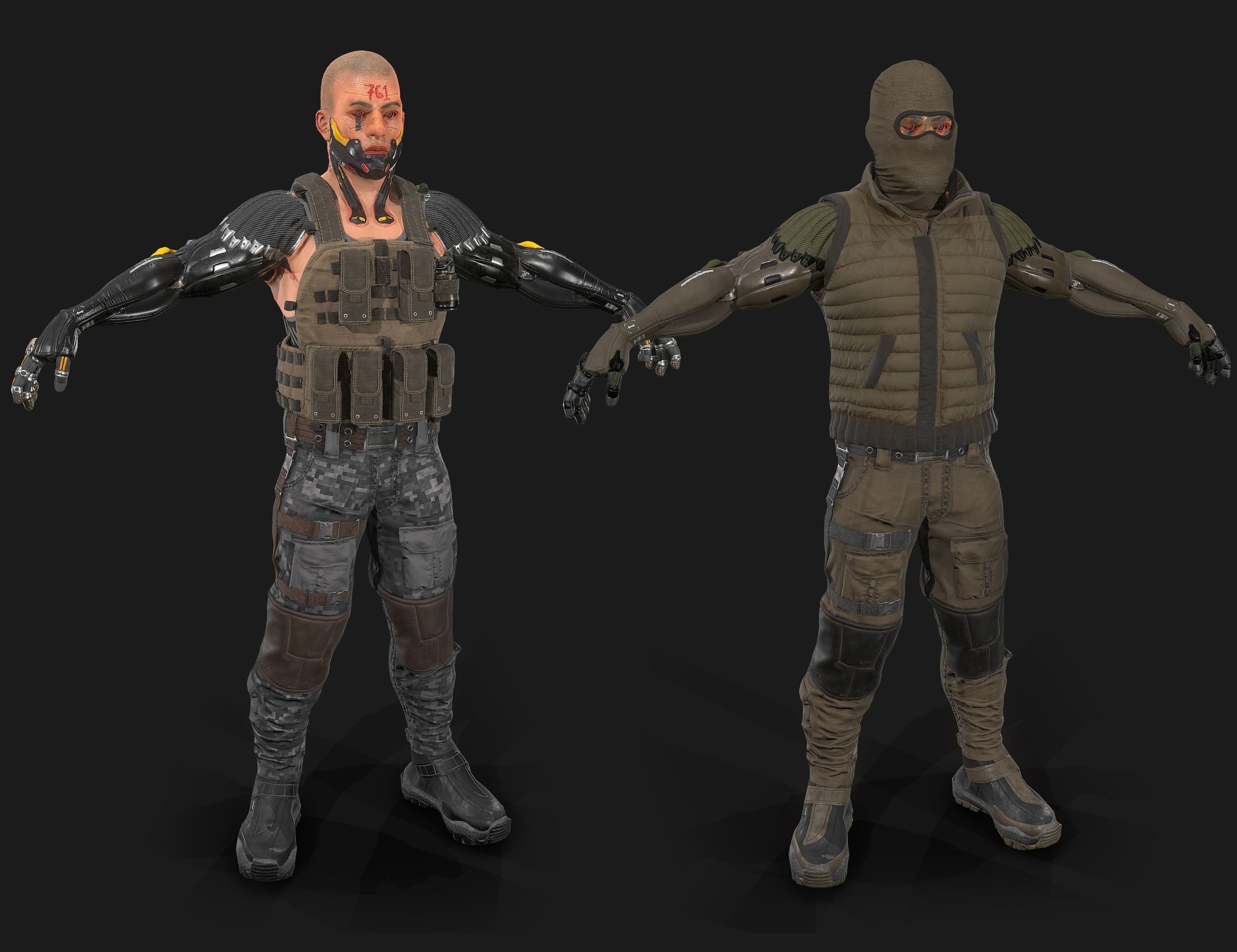 Sci-fi Soldier Low-poly 3D model_1