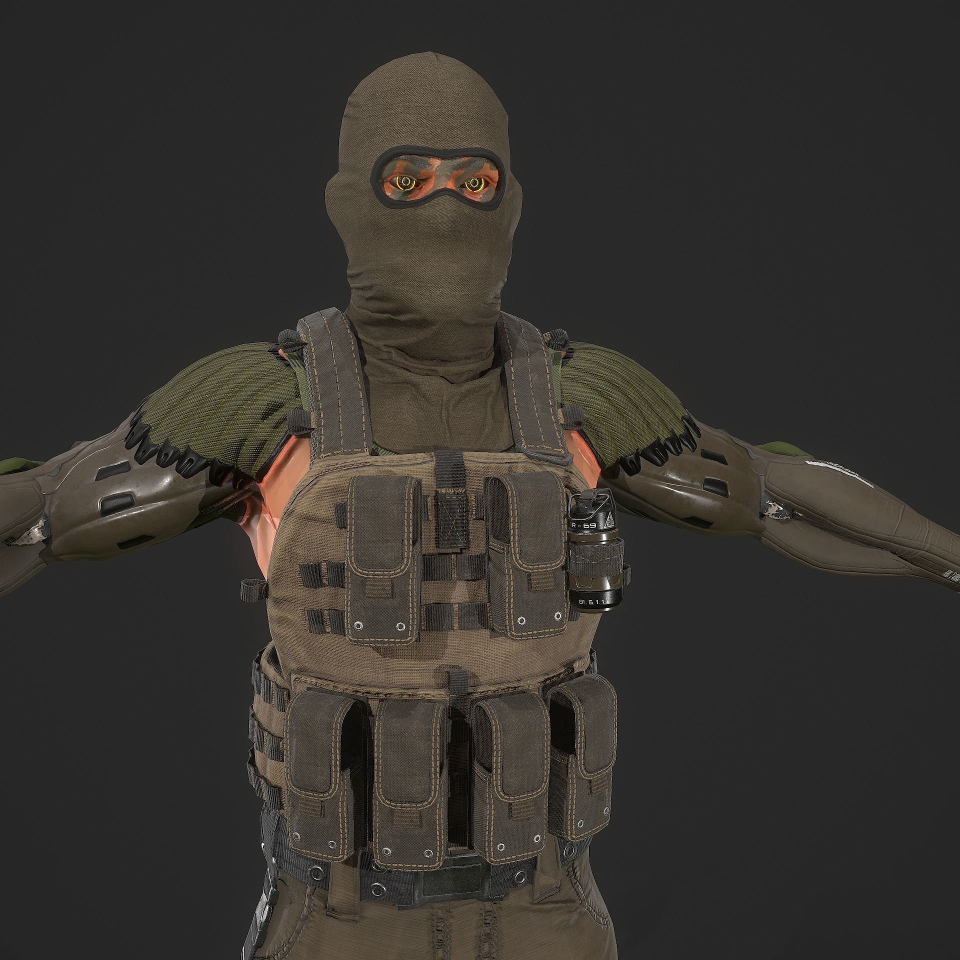 Sci-fi Soldier Low-poly 3D model_11