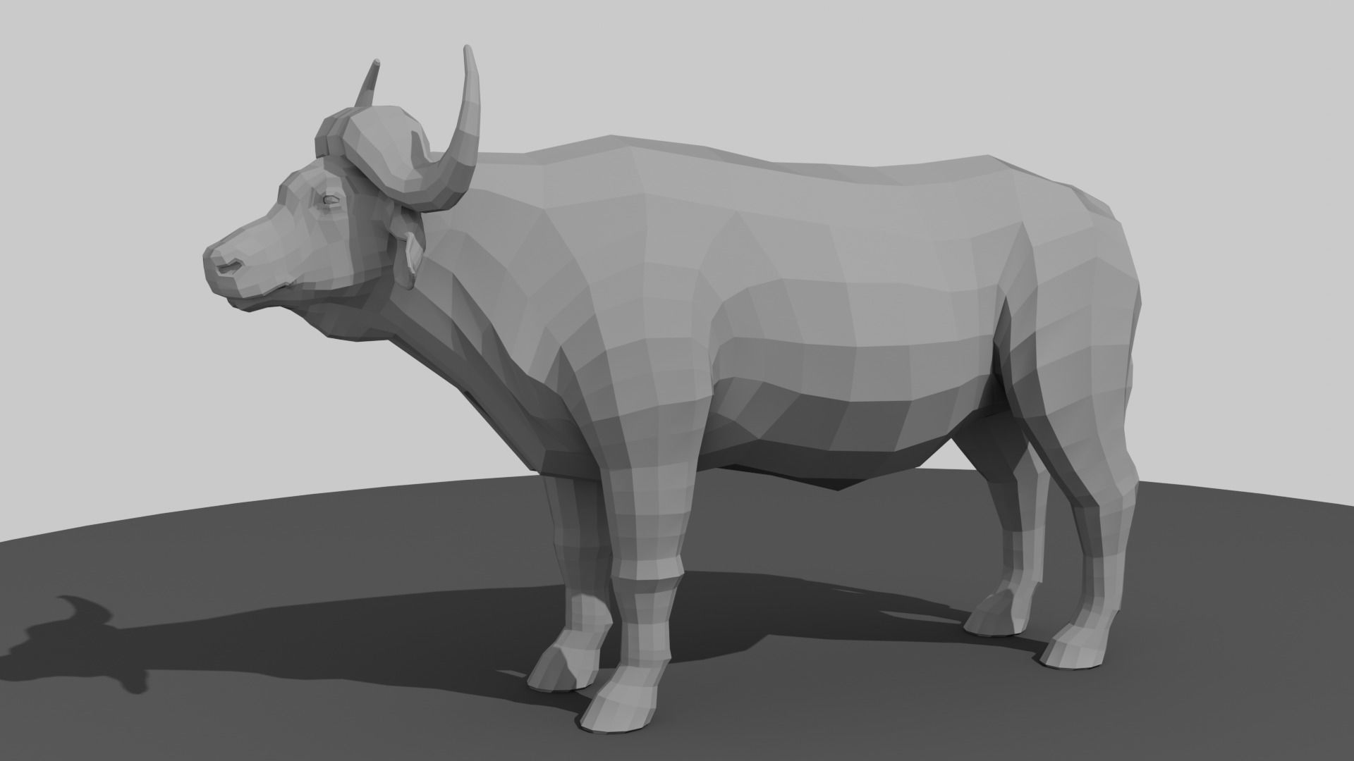 Buffalo bull Low-poly 3D model_10