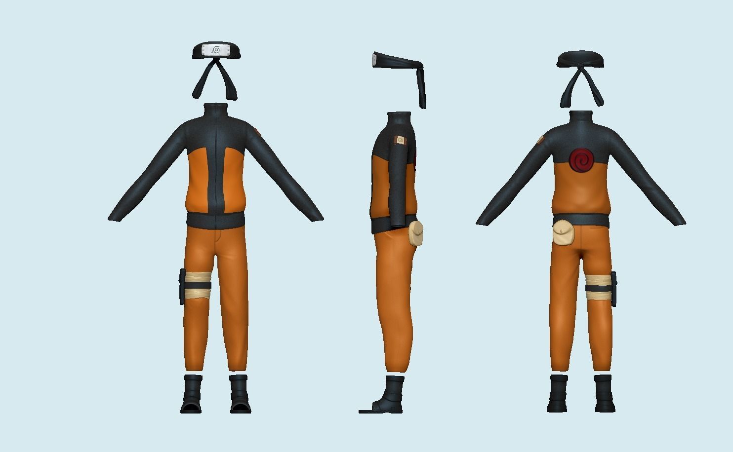 Naruto Uzumaki - Character Outfit Costume Low-poly 3D model_7