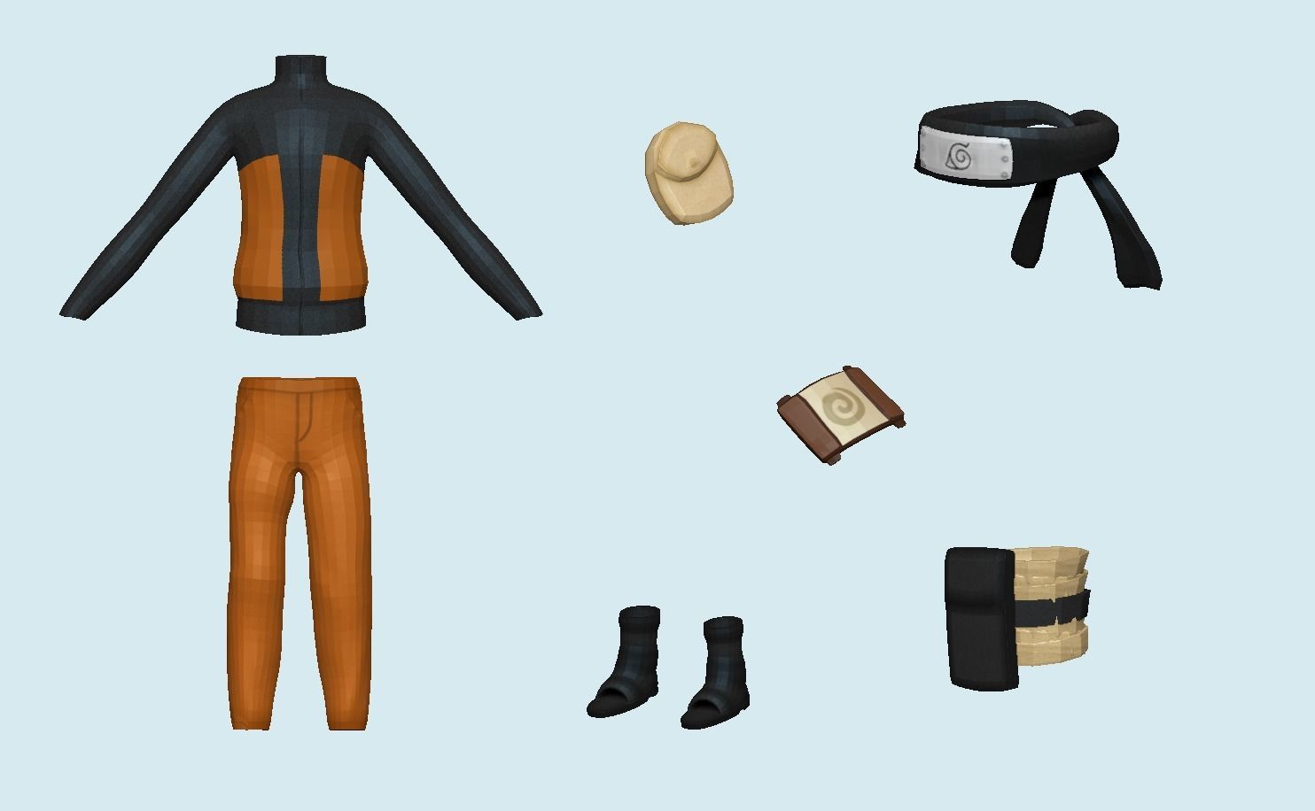 Naruto Uzumaki - Character Outfit Costume Low-poly 3D model_15