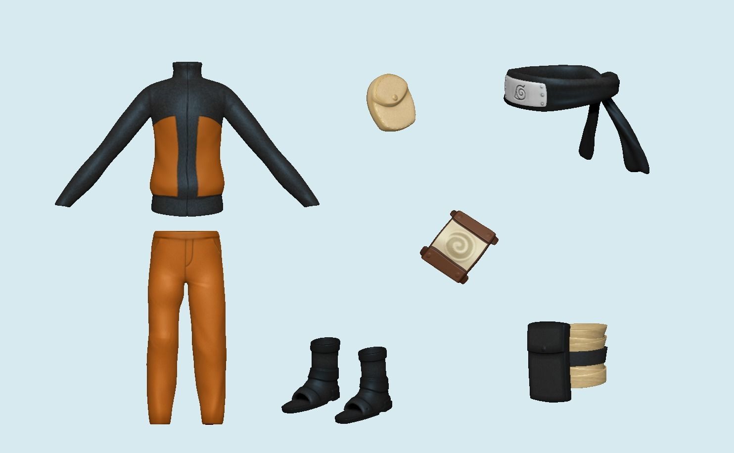 Naruto Uzumaki - Character Outfit Costume Low-poly 3D model_14