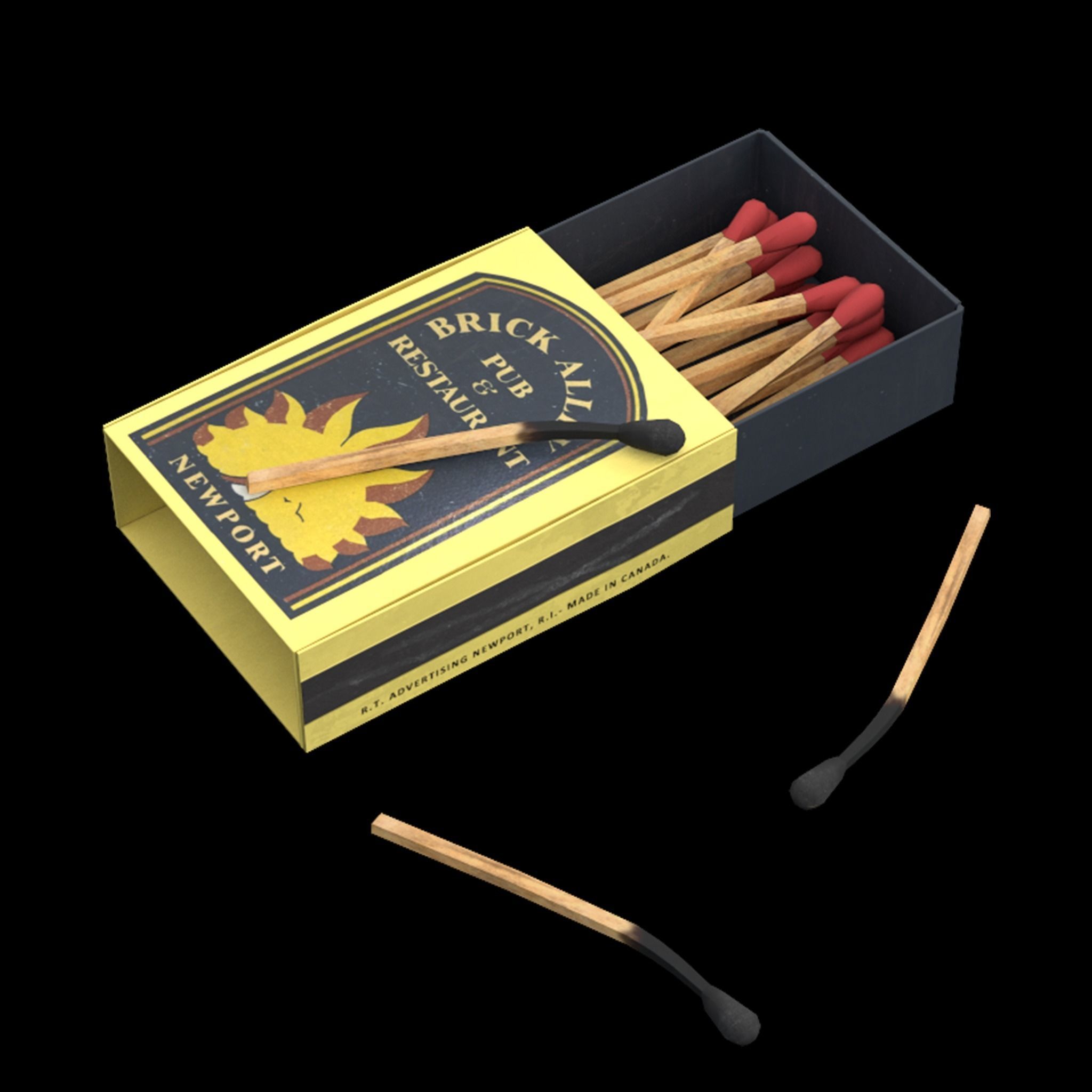 Matchboxes and Matches Low-poly 3D model_4
