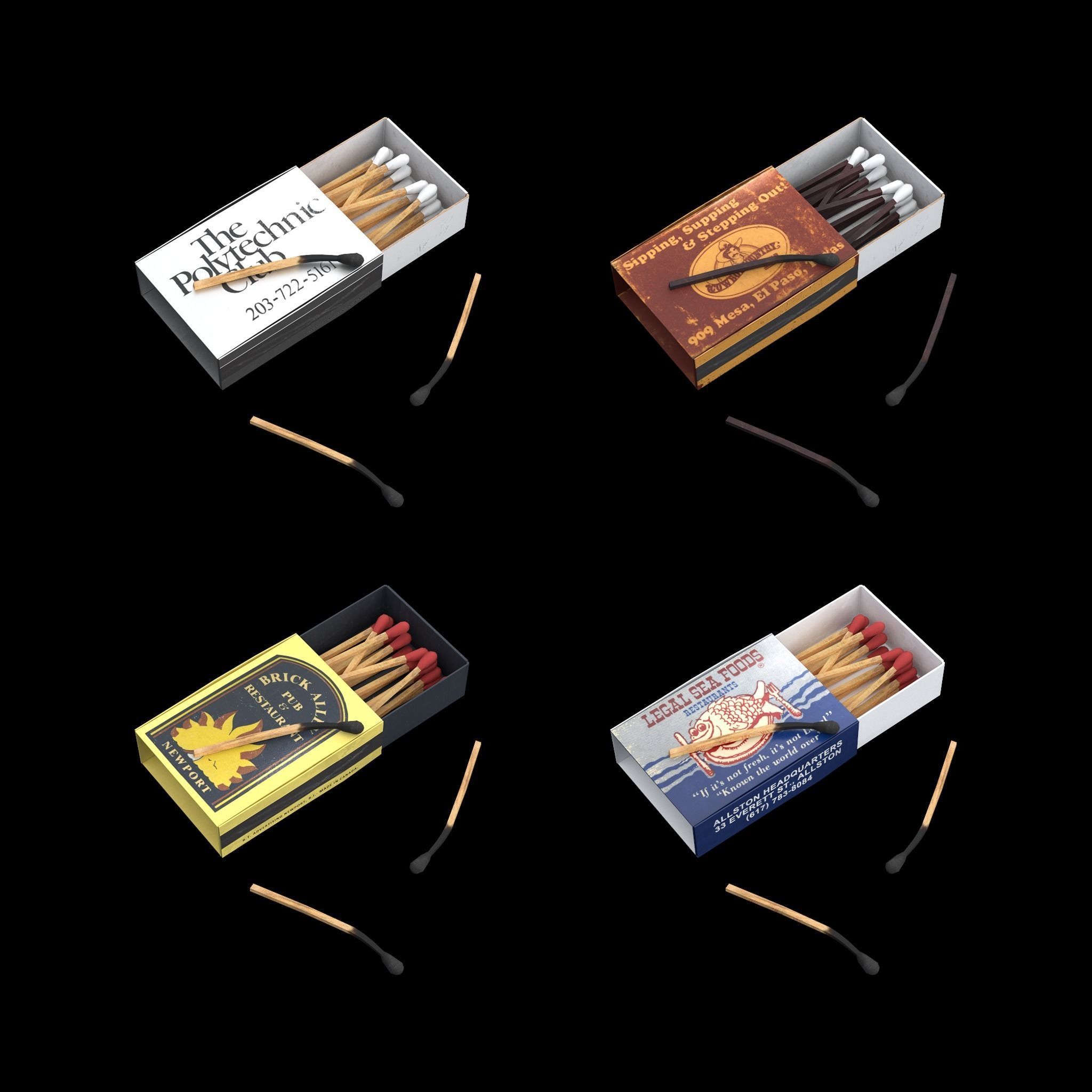 Matchboxes and Matches Low-poly 3D model_1