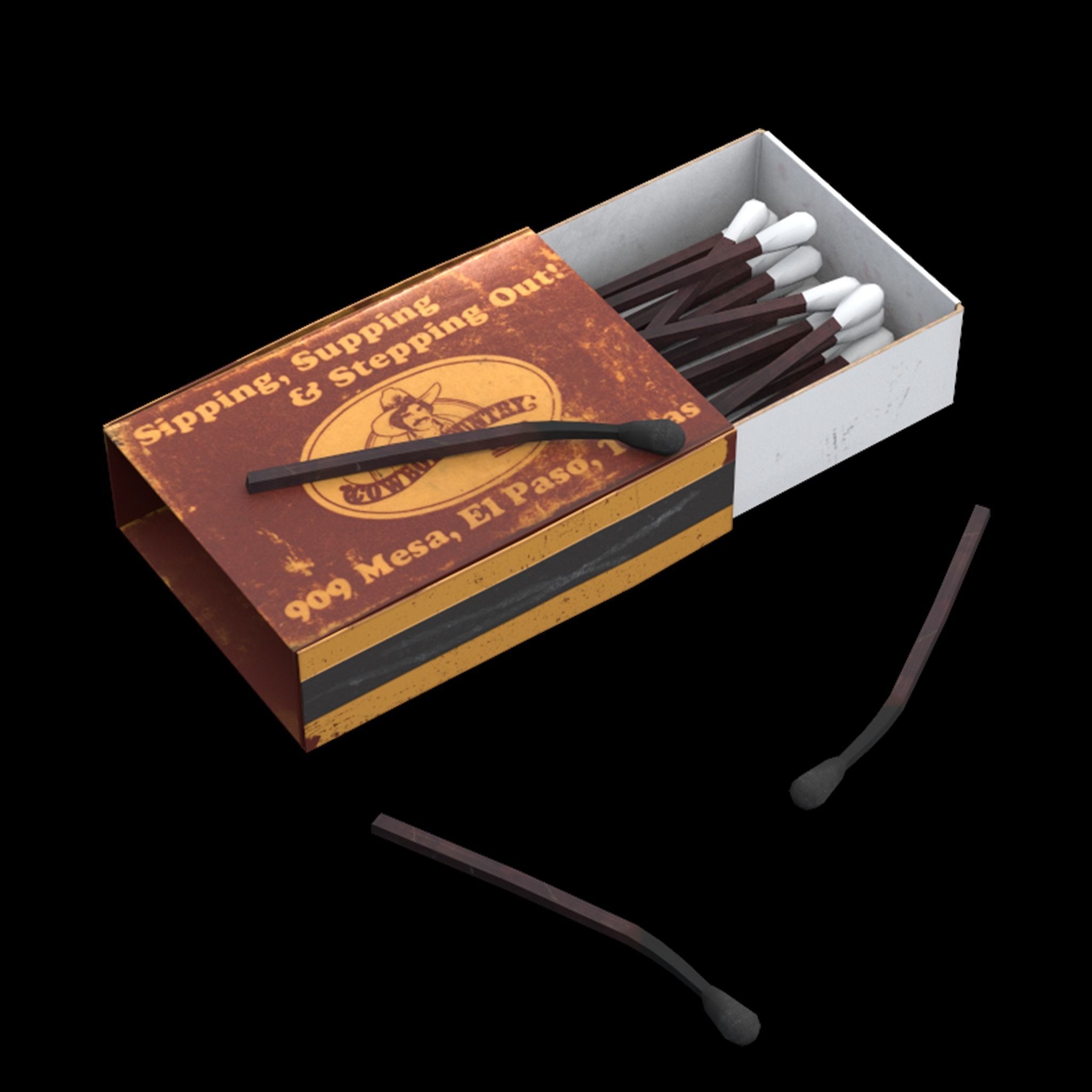Matchboxes and Matches Low-poly 3D model_2