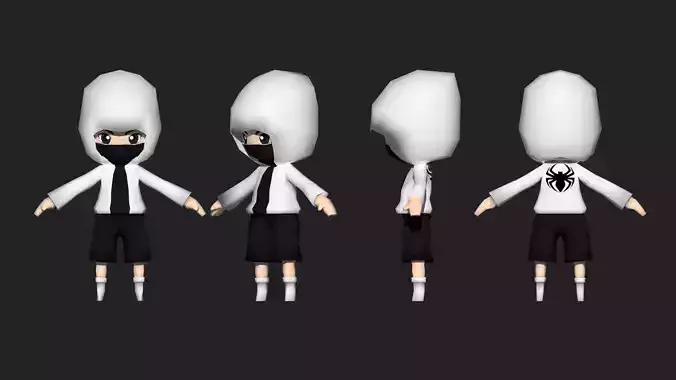 LOW POLY CHIBI HOODY CHARACTER Low-poly 3D model