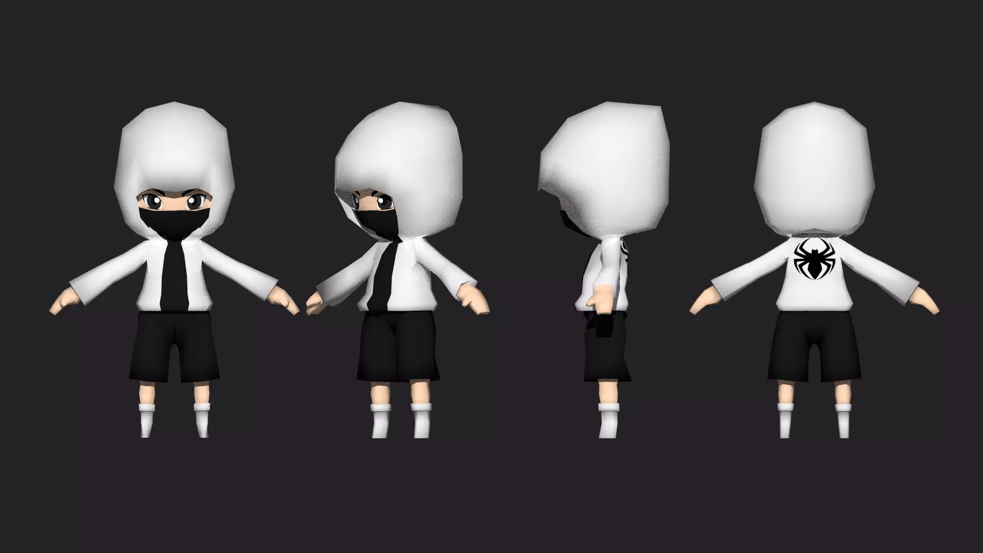 LOW POLY CHIBI HOODY CHARACTER Low-poly 3D model_0