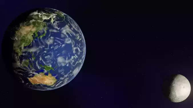 Planet Earth with Moon in Blender Eevee Animated