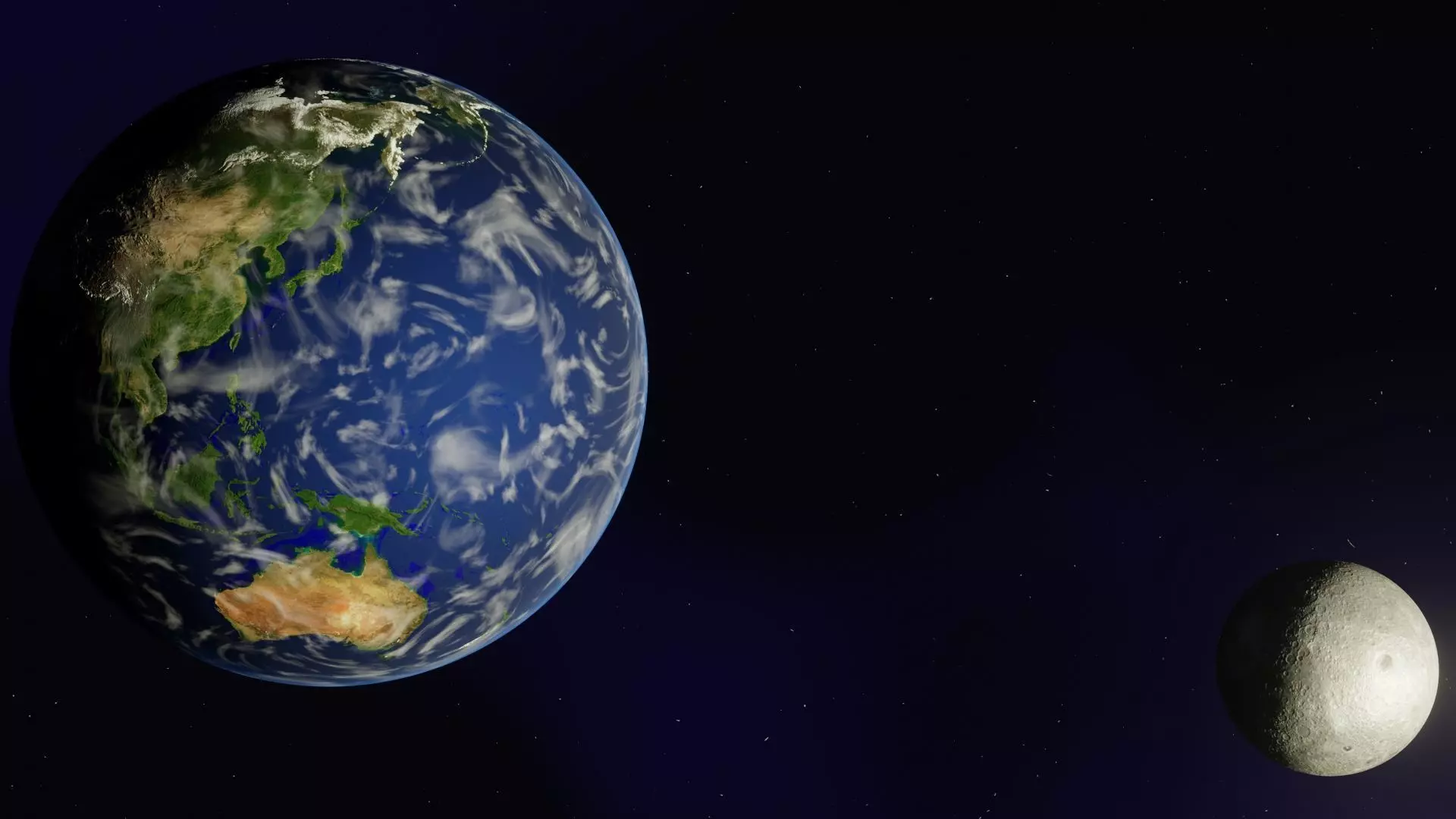 Planet Earth with Moon in Blender Eevee Animated Free 3D model