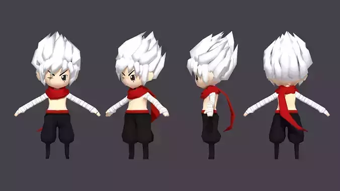 Low Poly Chibi Rouge Ninja Character