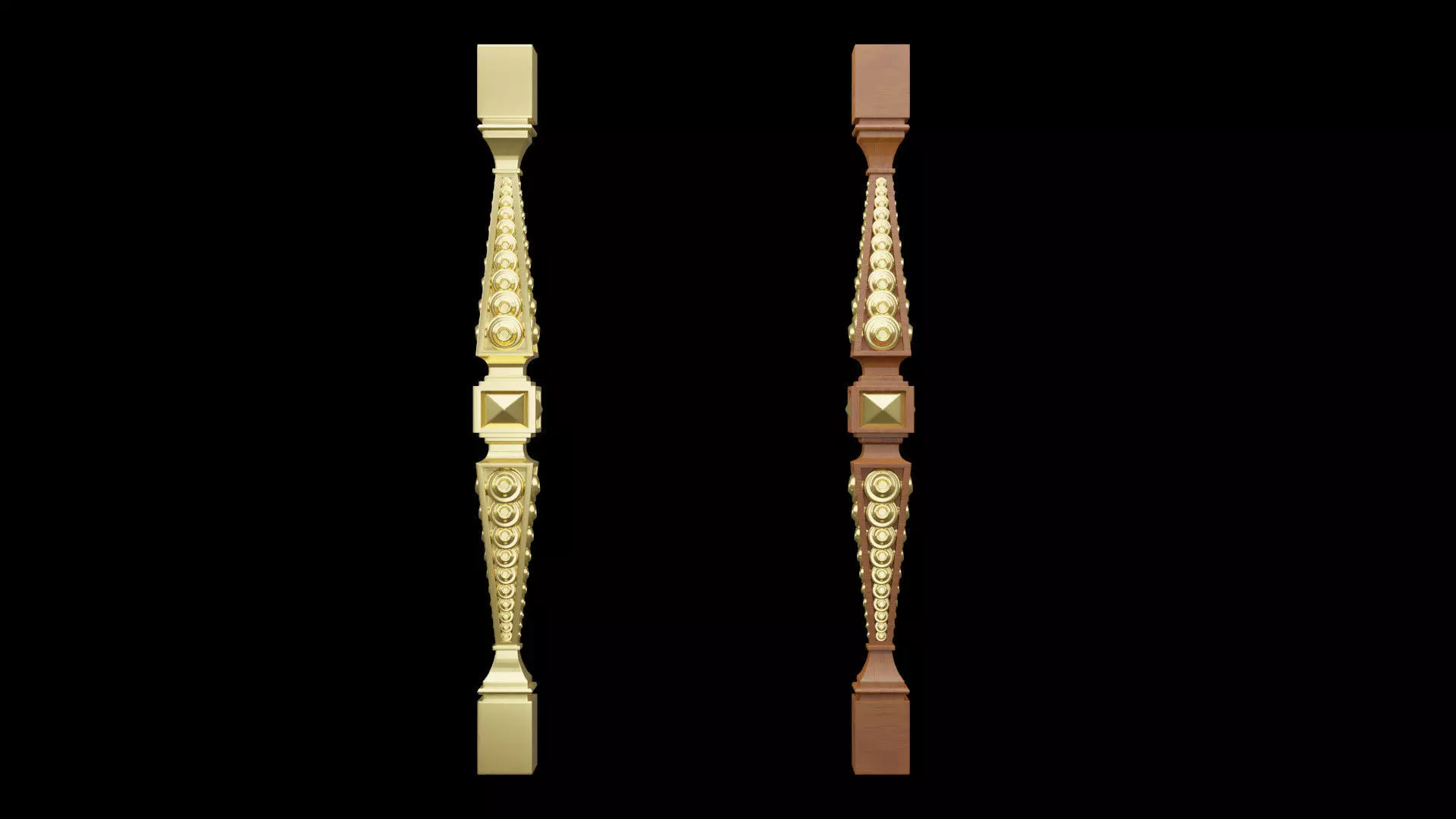 Baluster 3D model two gold plated bracelets 3D model_0