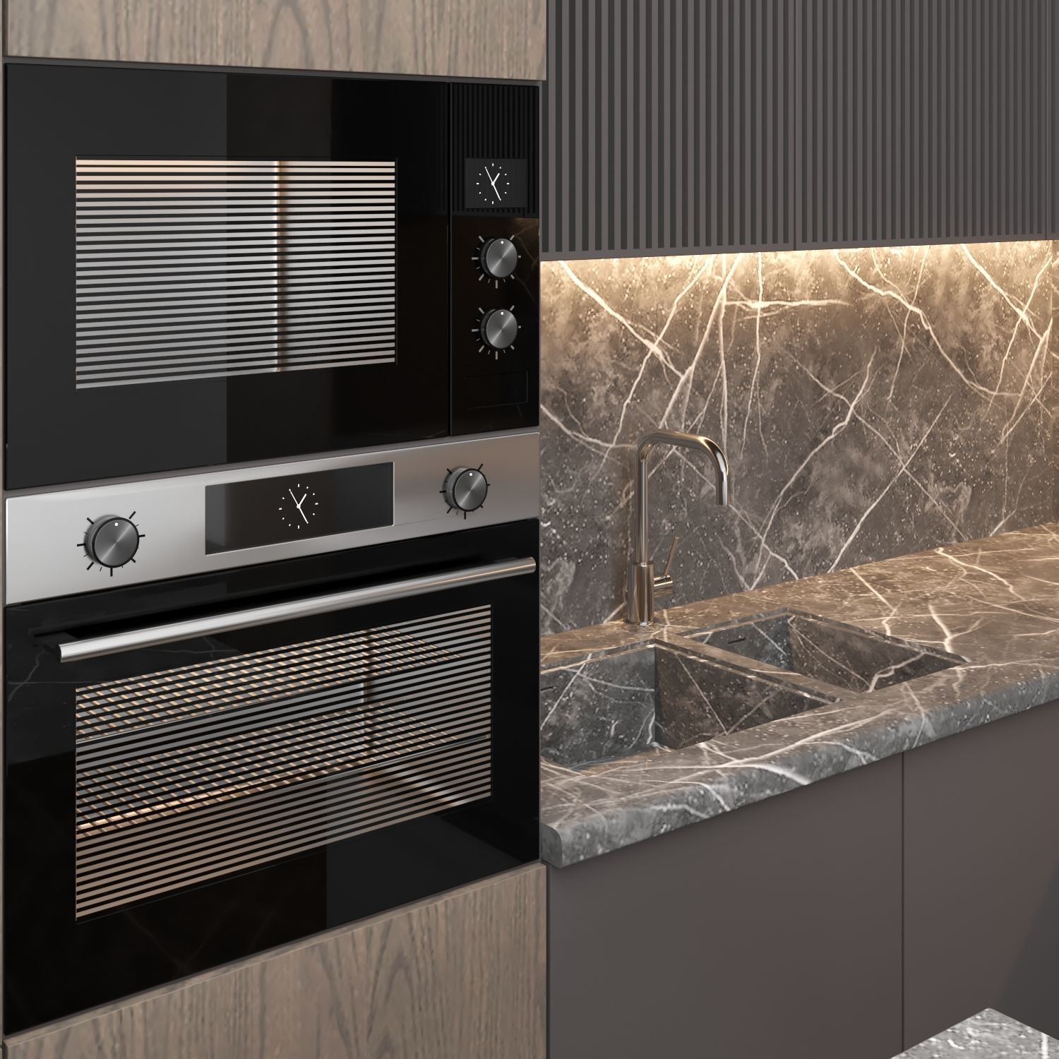 Modern kitchen with Island 3D model_2