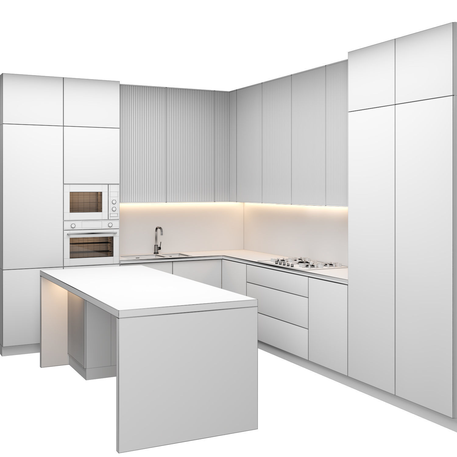 Modern kitchen with Island 3D model_4