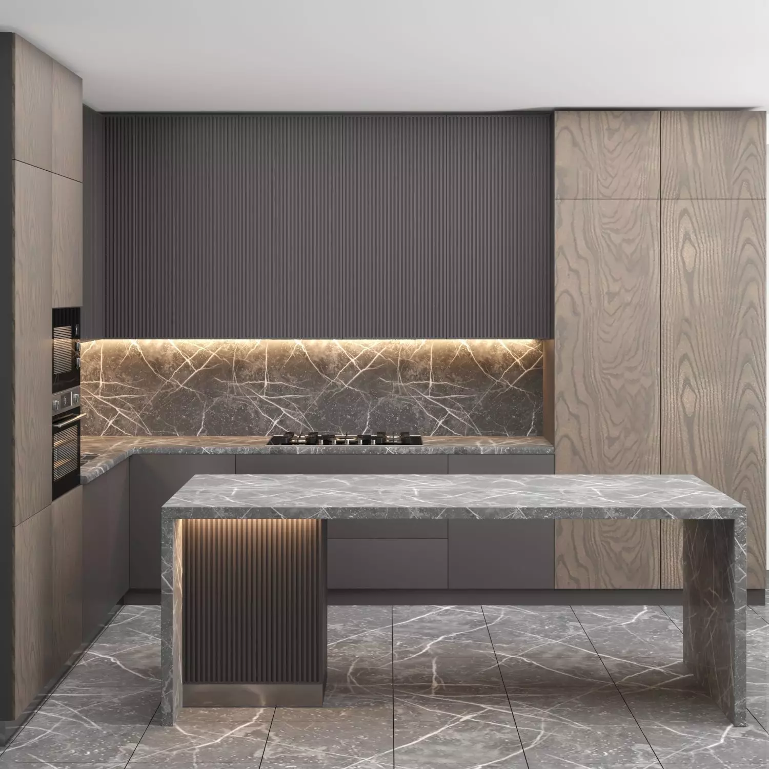 Modern kitchen with Island 3D model_0