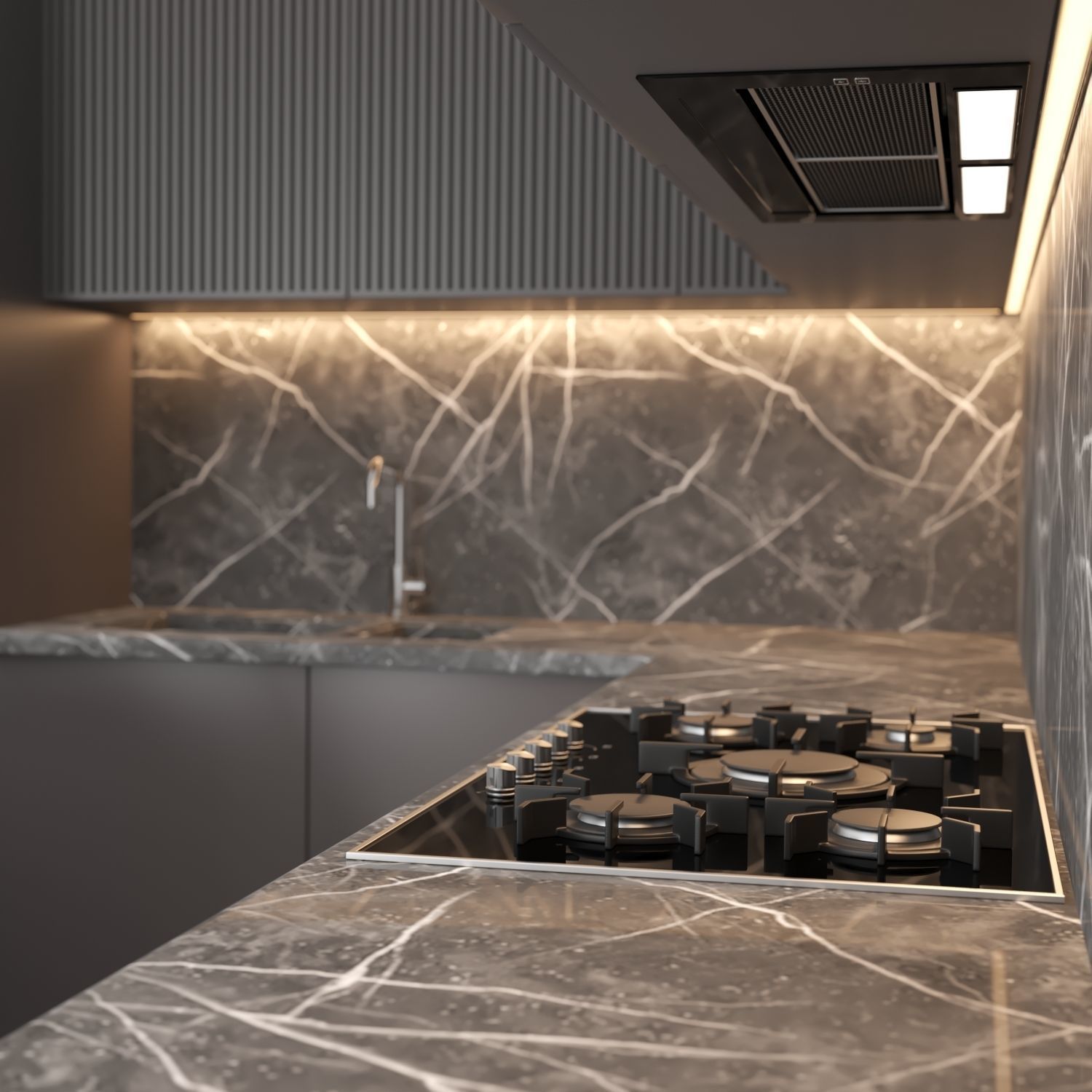 Modern kitchen with Island 3D model_1