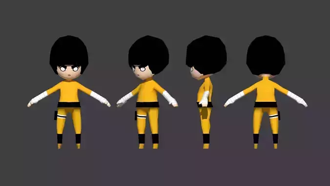 Low Poly Chibi KungFu Master Character