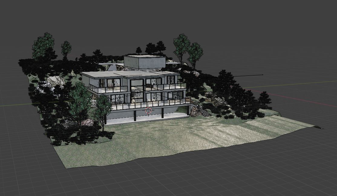 Modern house on the hill side 3D model_3