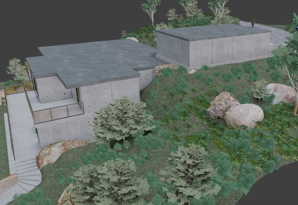 Modern house on the hill side 3D model_12