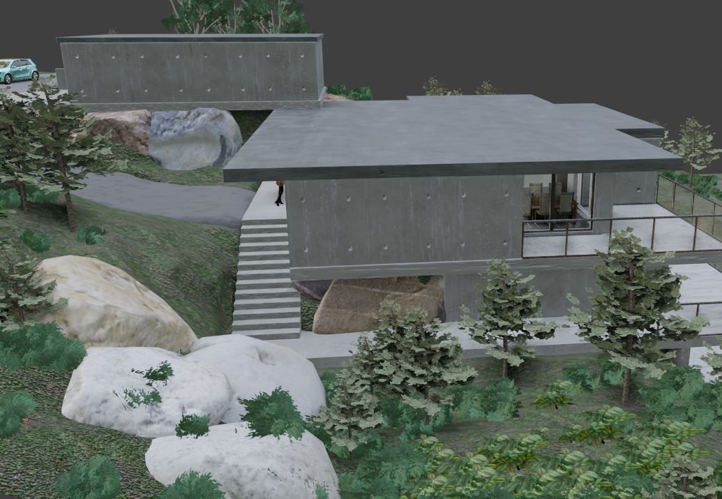 Modern house on the hill side 3D model_13