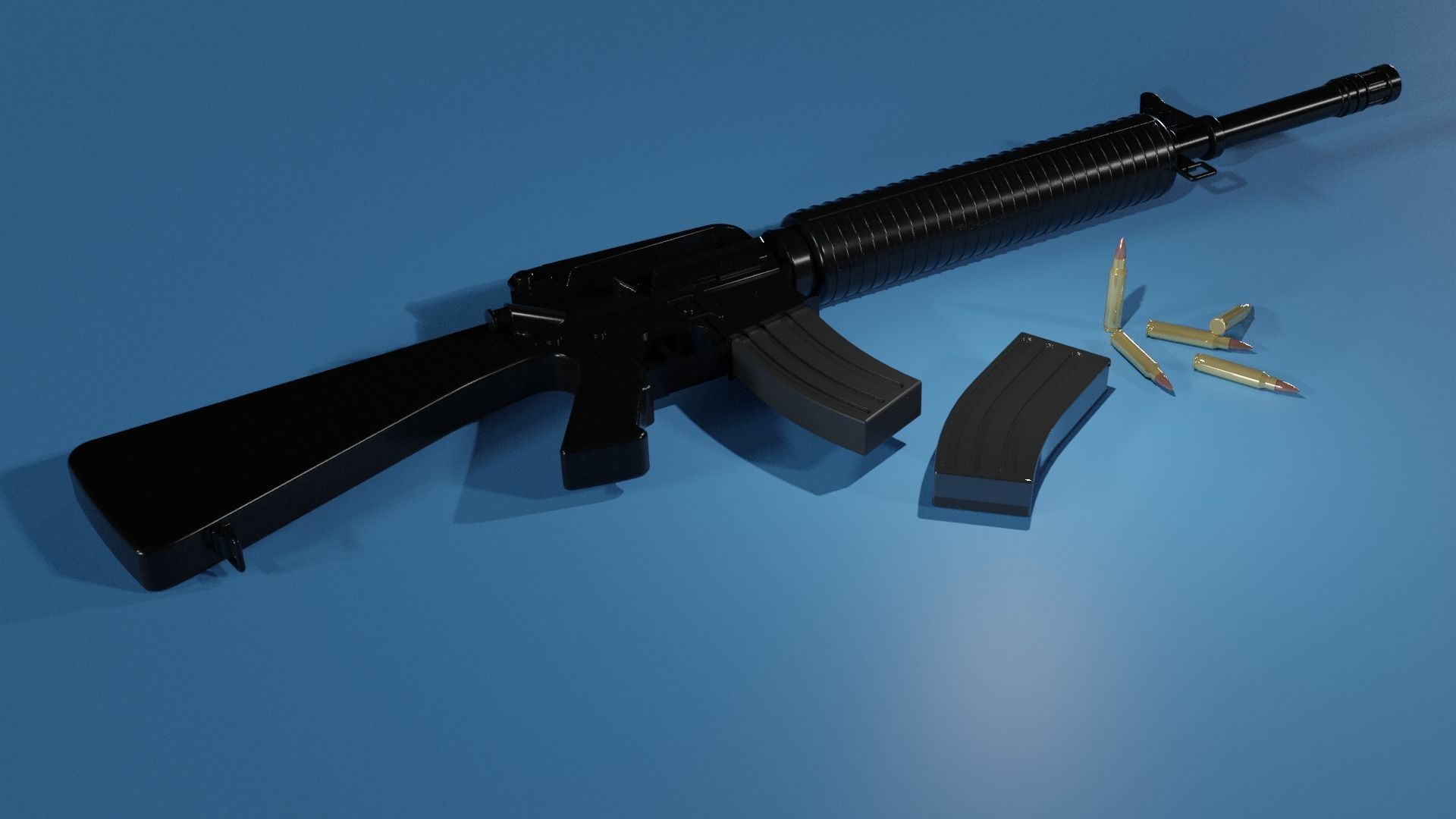 M16 Assault Rifle Low-poly 3D model_11