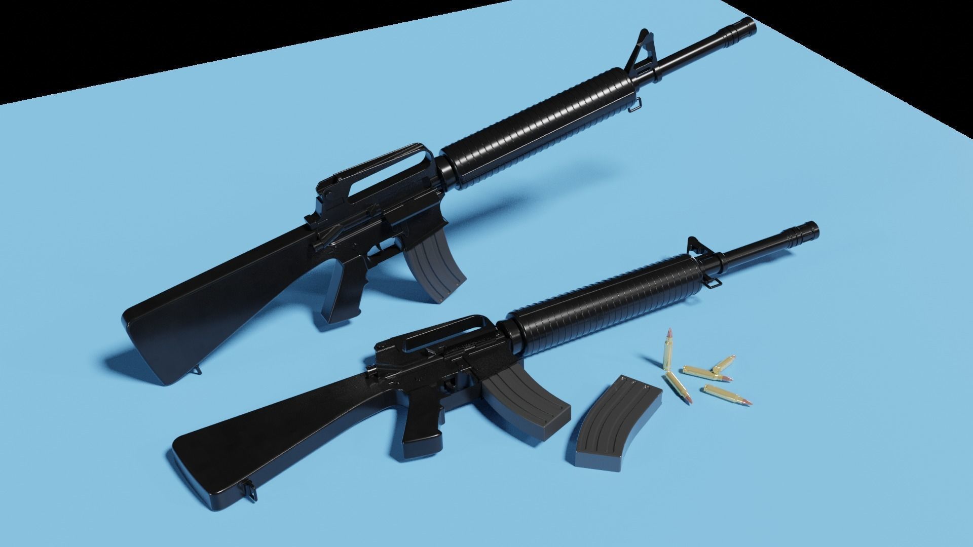 M16 Assault Rifle Low-poly 3D model_8