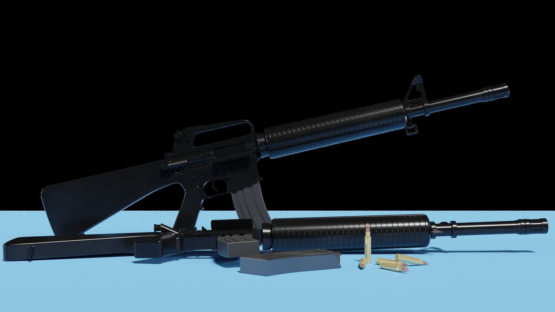 M16 Assault Rifle Low-poly 3D model_9