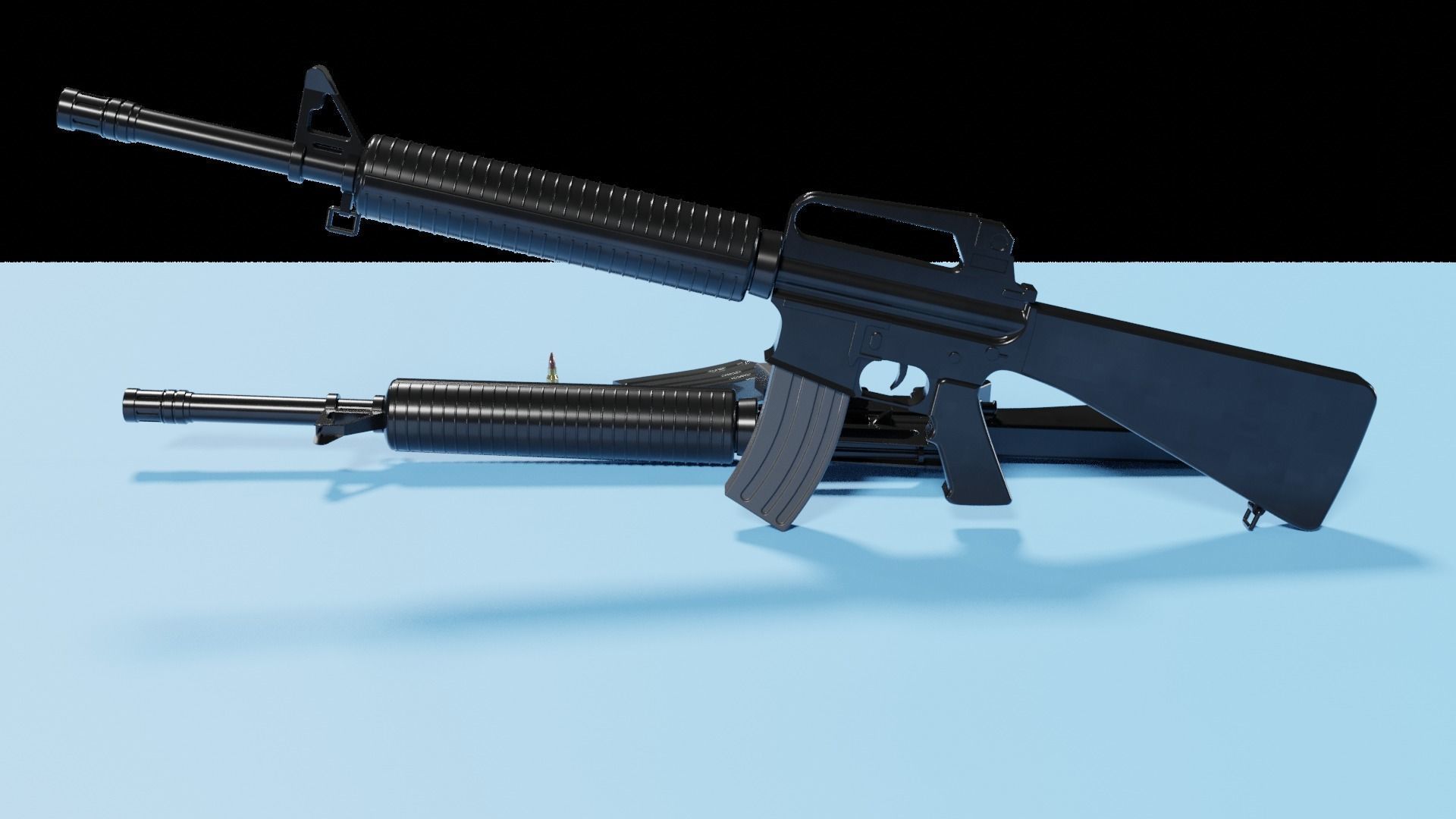M16 Assault Rifle Low-poly 3D model_7