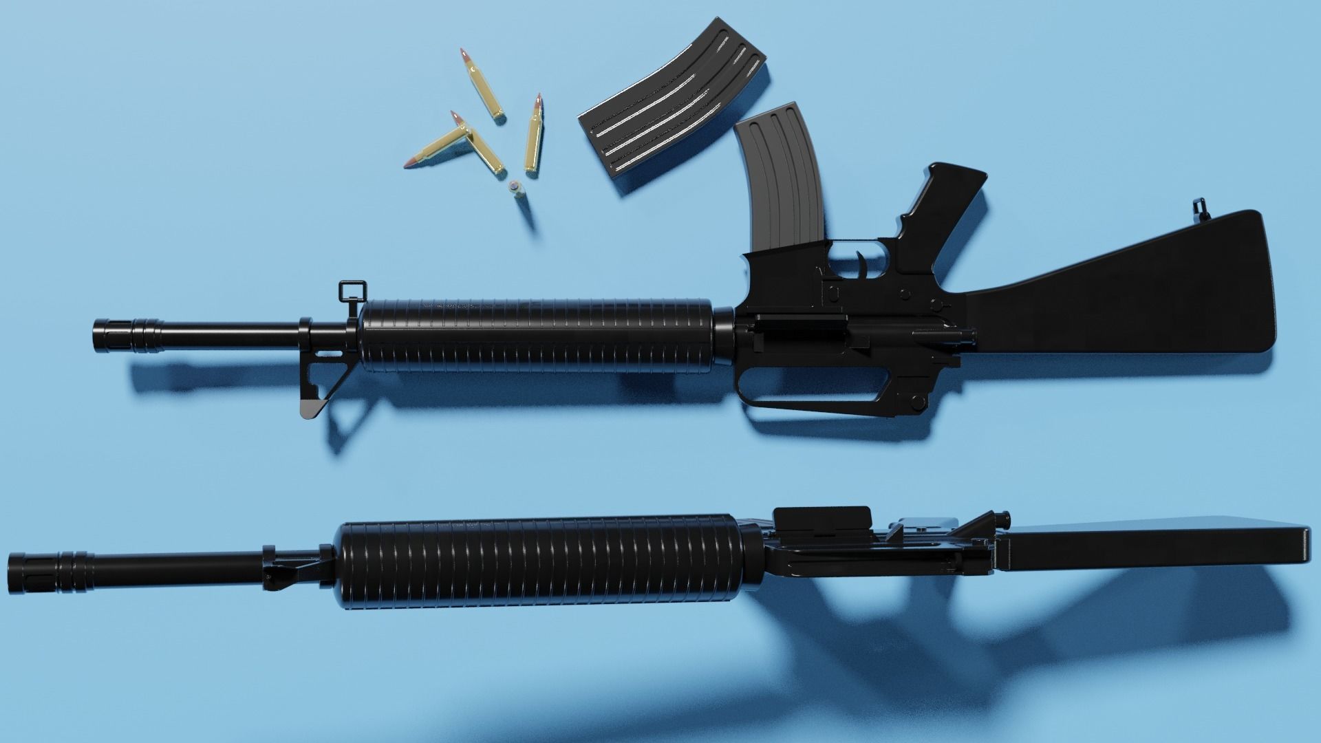 M16 Assault Rifle Low-poly 3D model_10