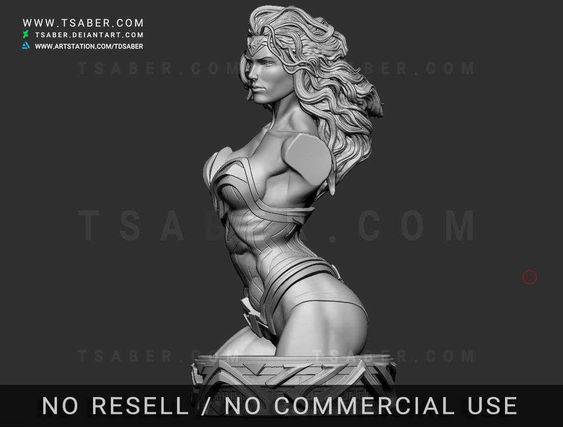 Wonder Woman Bust - Zbrush DC Comics Collectibles 3D print model_7